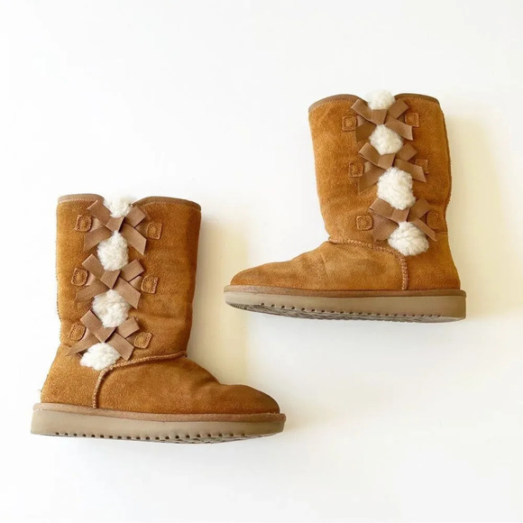 Koolaburra by UGG 9” Shearling Boots Size 5 Tan Suede Bow Details Warm Cozy Boot - Picture 11 of 11